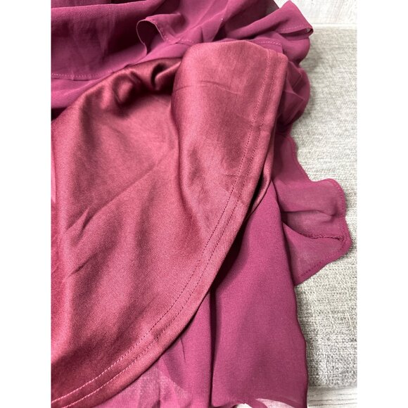 Womens S Burgundy Formal Dress Sequins Lace Bodice Sheer Sleeves Back Zipper - Picture 6 of 11